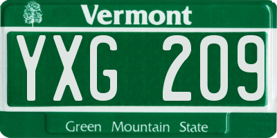 VT license plate YXG209
