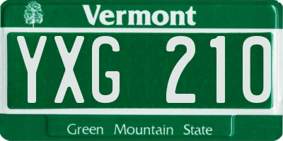 VT license plate YXG210