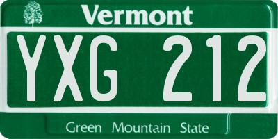 VT license plate YXG212