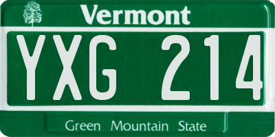 VT license plate YXG214