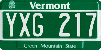 VT license plate YXG217