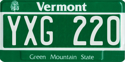 VT license plate YXG220