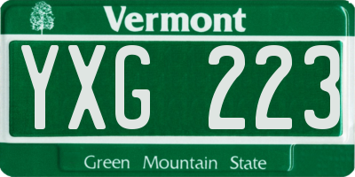 VT license plate YXG223