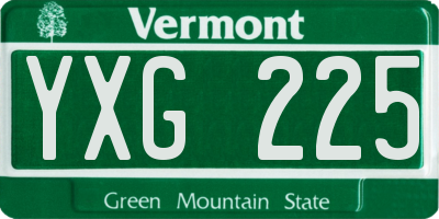 VT license plate YXG225