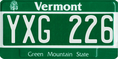 VT license plate YXG226