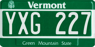 VT license plate YXG227