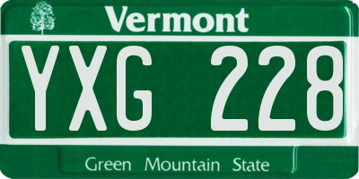 VT license plate YXG228