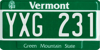 VT license plate YXG231