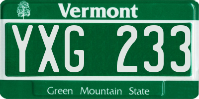 VT license plate YXG233