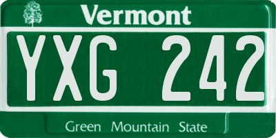VT license plate YXG242