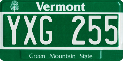 VT license plate YXG255