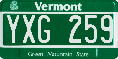 VT license plate YXG259