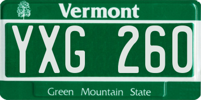 VT license plate YXG260