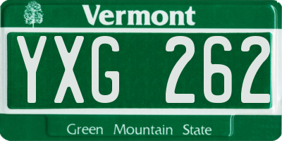 VT license plate YXG262