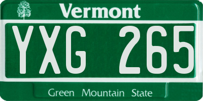 VT license plate YXG265