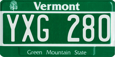 VT license plate YXG280