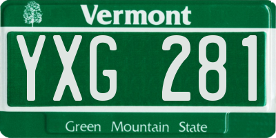 VT license plate YXG281
