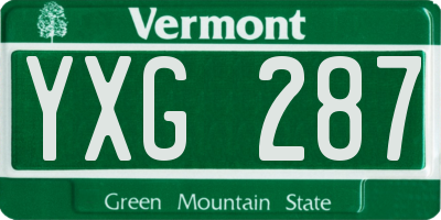 VT license plate YXG287