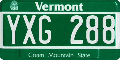 VT license plate YXG288