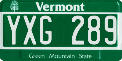 VT license plate YXG289