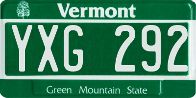 VT license plate YXG292