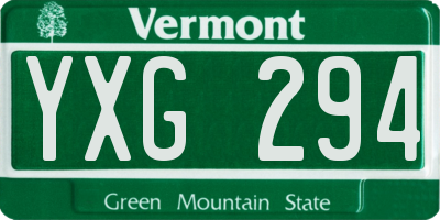 VT license plate YXG294