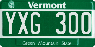 VT license plate YXG300
