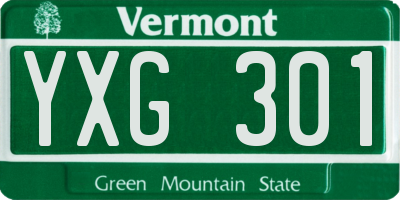 VT license plate YXG301