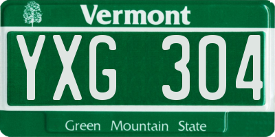 VT license plate YXG304