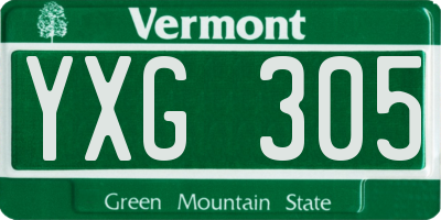 VT license plate YXG305