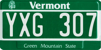 VT license plate YXG307
