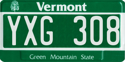 VT license plate YXG308