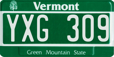 VT license plate YXG309