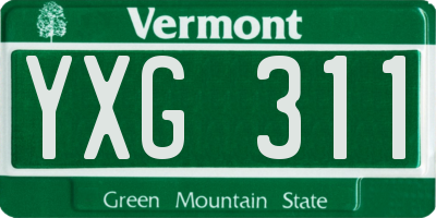 VT license plate YXG311