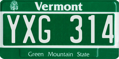 VT license plate YXG314