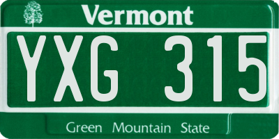 VT license plate YXG315