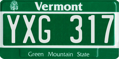 VT license plate YXG317