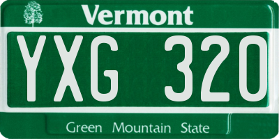 VT license plate YXG320