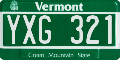 VT license plate YXG321