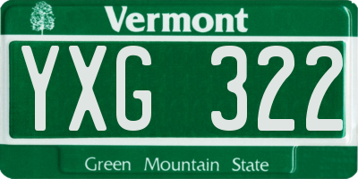 VT license plate YXG322