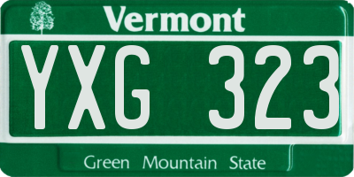 VT license plate YXG323