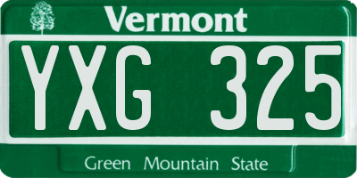 VT license plate YXG325