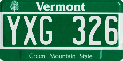 VT license plate YXG326