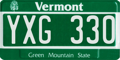 VT license plate YXG330