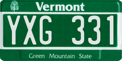 VT license plate YXG331