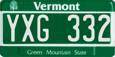 VT license plate YXG332
