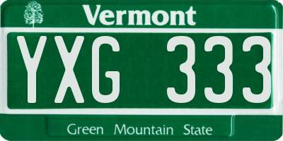 VT license plate YXG333