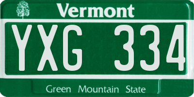 VT license plate YXG334