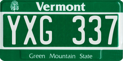 VT license plate YXG337