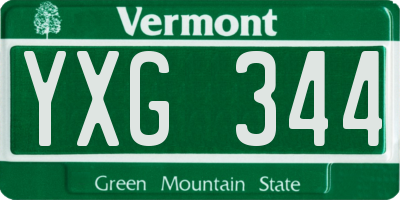 VT license plate YXG344